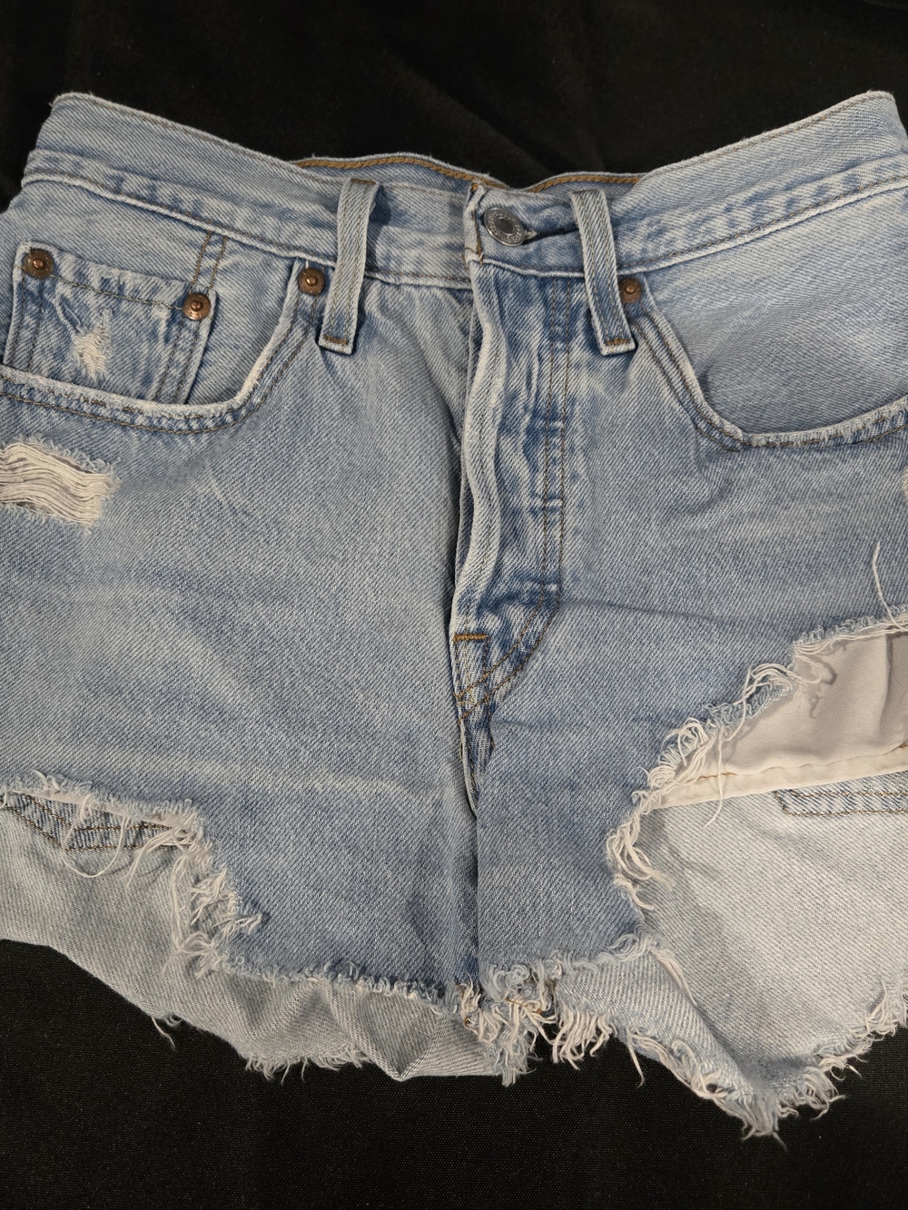 Levi's Light Blue Distressed Denim Cutoff Shorts